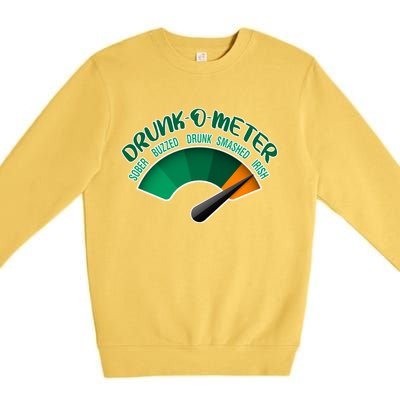 Drunk O Meter Sober Buzzed Smashed Irish Premium Crewneck Sweatshirt