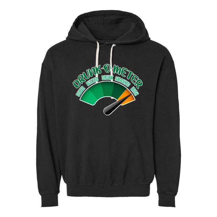Drunk O Meter Sober Buzzed Smashed Irish Garment-Dyed Fleece Hoodie