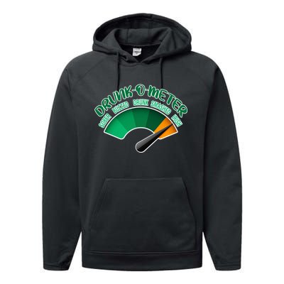 Drunk O Meter Sober Buzzed Smashed Irish Performance Fleece Hoodie