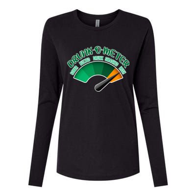 Drunk O Meter Sober Buzzed Smashed Irish Womens Cotton Relaxed Long Sleeve T-Shirt