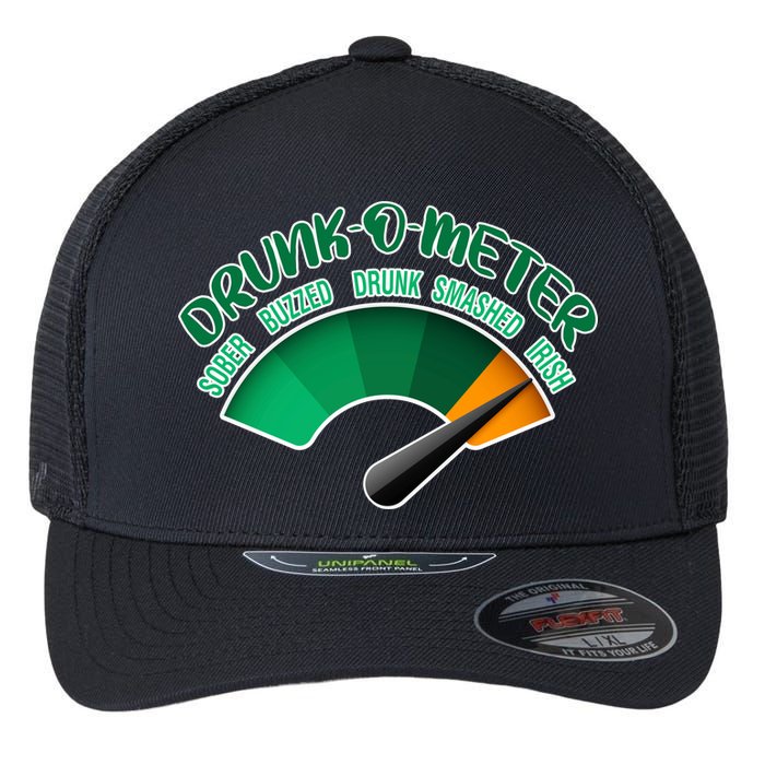 Drunk O Meter Sober Buzzed Smashed Irish Flexfit Unipanel Trucker Cap