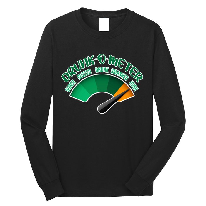 Drunk O Meter Sober Buzzed Smashed Irish Long Sleeve Shirt