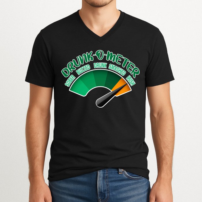 Drunk O Meter Sober Buzzed Smashed Irish V-Neck T-Shirt