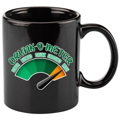 Drunk O Meter Sober Buzzed Smashed Irish 11oz C Handle Ceramic Mug