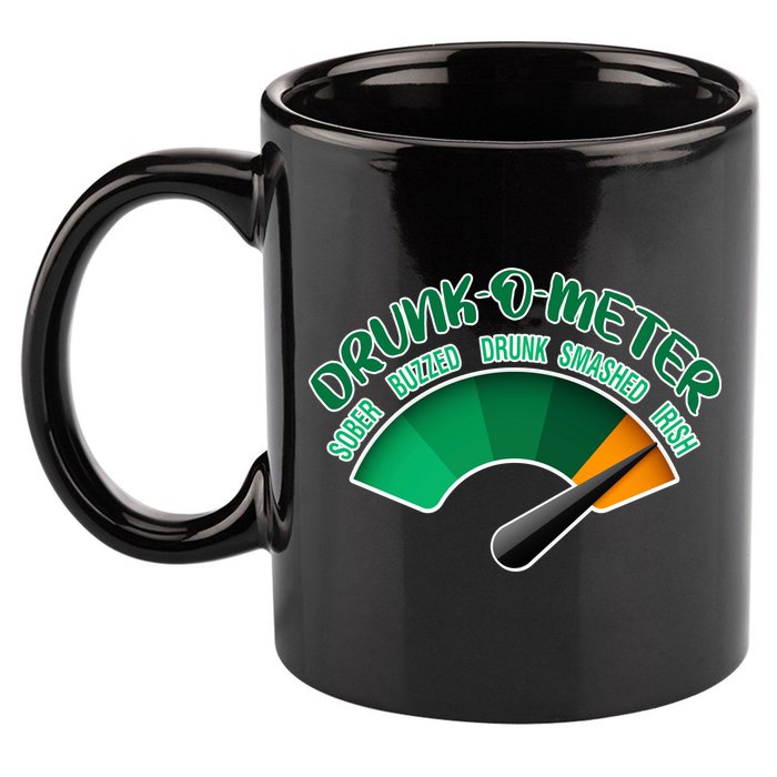 Drunk O Meter Sober Buzzed Smashed Irish 11oz C Handle Ceramic Mug
