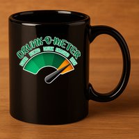 Drunk O Meter Sober Buzzed Smashed Irish 11oz C Handle Ceramic Mug