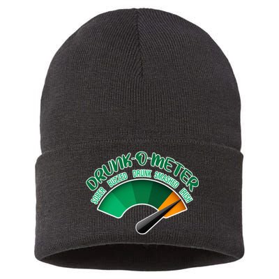 Drunk O Meter Sober Buzzed Smashed Irish Sustainable Knit Beanie