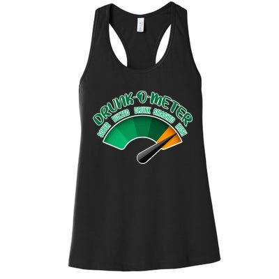 Drunk O Meter Sober Buzzed Smashed Irish Women's Racerback Tank