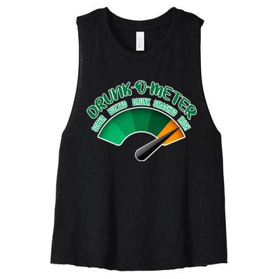 Drunk O Meter Sober Buzzed Smashed Irish Women's Racerback Cropped Tank