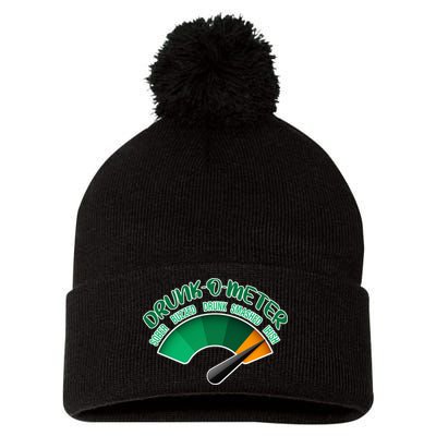 Drunk O Meter Sober Buzzed Smashed Irish Pom Pom 12in Knit Beanie