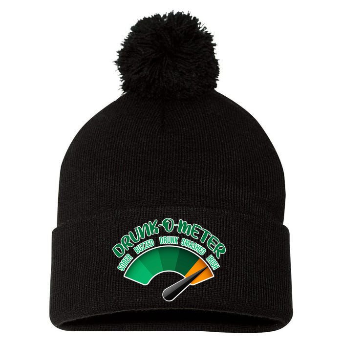 Drunk O Meter Sober Buzzed Smashed Irish Pom Pom 12in Knit Beanie