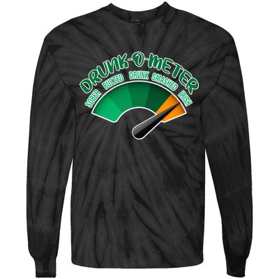 Drunk O Meter Sober Buzzed Smashed Irish Tie-Dye Long Sleeve Shirt