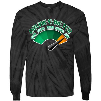 Drunk O Meter Sober Buzzed Smashed Irish Tie-Dye Long Sleeve Shirt