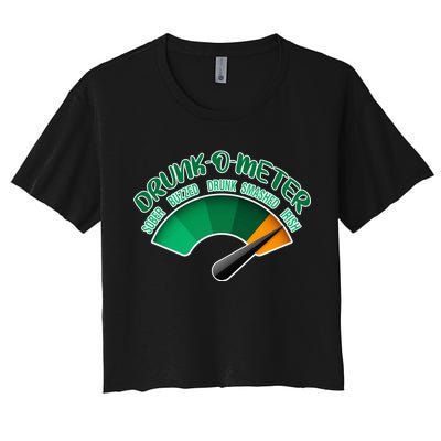 Drunk O Meter Sober Buzzed Smashed Irish Women's Crop Top Tee