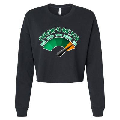 Drunk O Meter Sober Buzzed Smashed Irish Cropped Pullover Crew