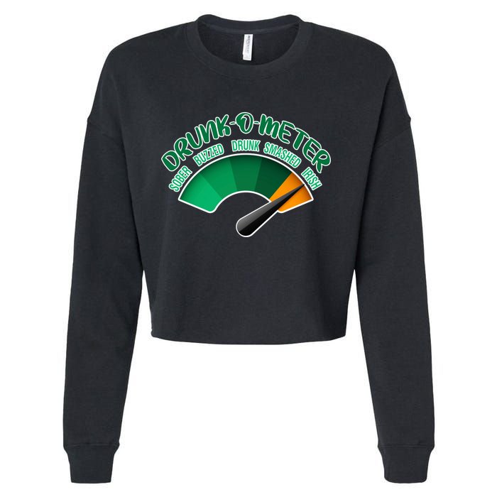 Drunk O Meter Sober Buzzed Smashed Irish Cropped Pullover Crew