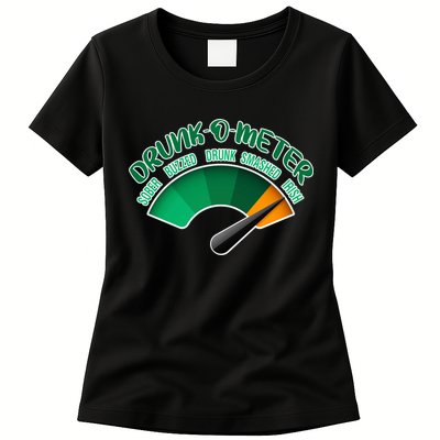 Drunk O Meter Sober Buzzed Smashed Irish Womens T-Shirt