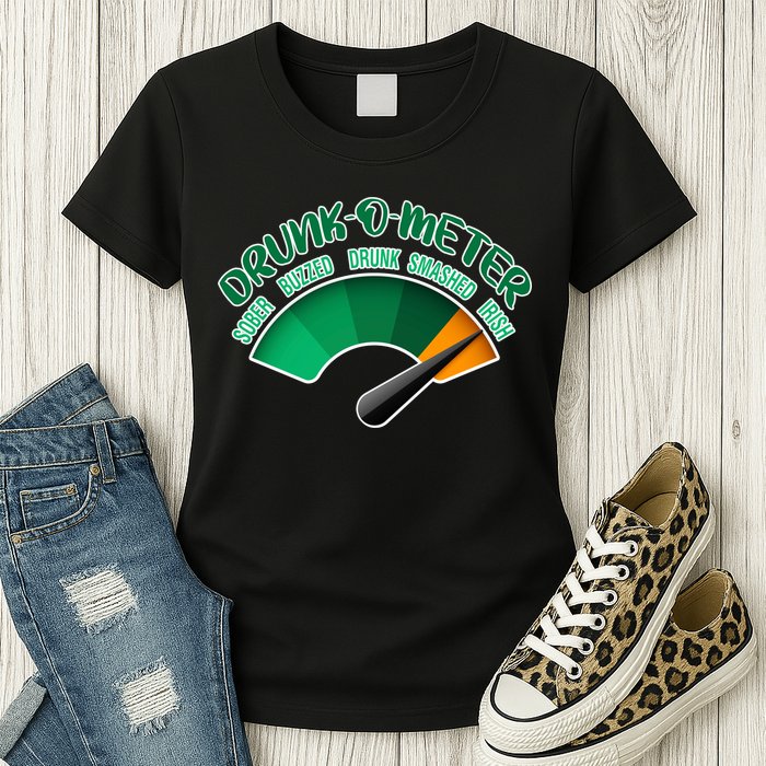 Drunk O Meter Sober Buzzed Smashed Irish Womens T-Shirt