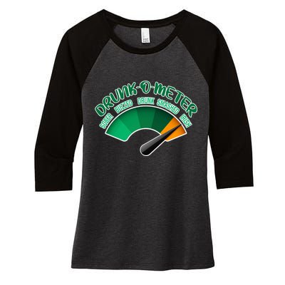 Drunk O Meter Sober Buzzed Smashed Irish Women's Tri-Blend 3/4-Sleeve Raglan Shirt