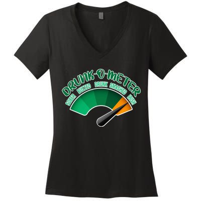 Drunk O Meter Sober Buzzed Smashed Irish Women's V-Neck T-Shirt