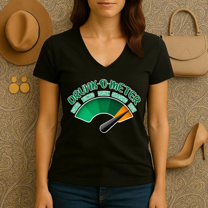 Drunk O Meter Sober Buzzed Smashed Irish Women's V-Neck T-Shirt
