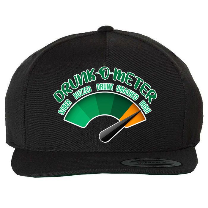 Drunk O Meter Sober Buzzed Smashed Irish Wool Snapback Cap