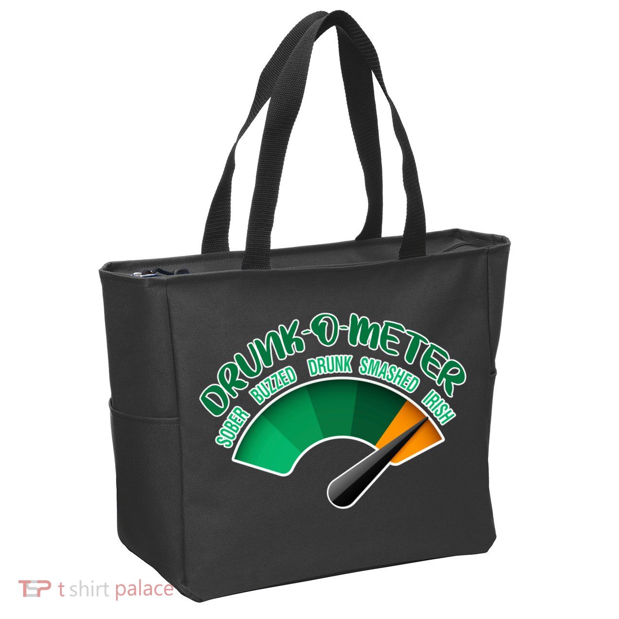 Drunk O Meter Sober Buzzed Smashed Irish Zip Tote Bag