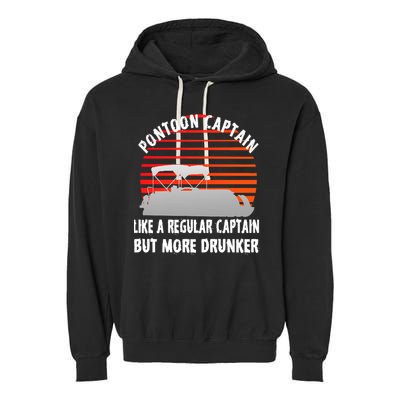 Drunk Pontoon Captain Funny Garment-Dyed Fleece Hoodie