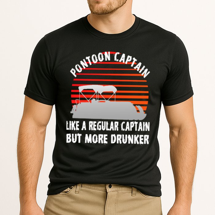 Drunk Pontoon Captain Funny Cooling Performance Crew T-Shirt