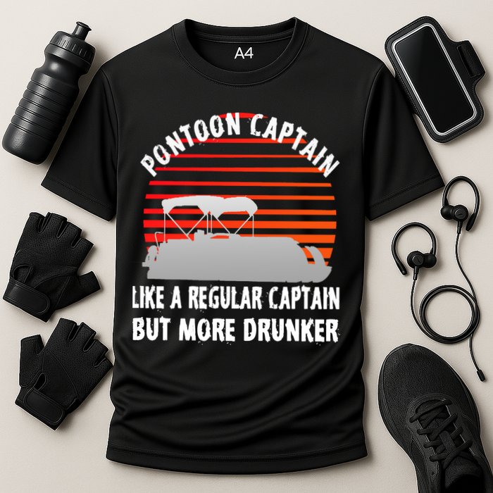 Drunk Pontoon Captain Funny Cooling Performance Crew T-Shirt