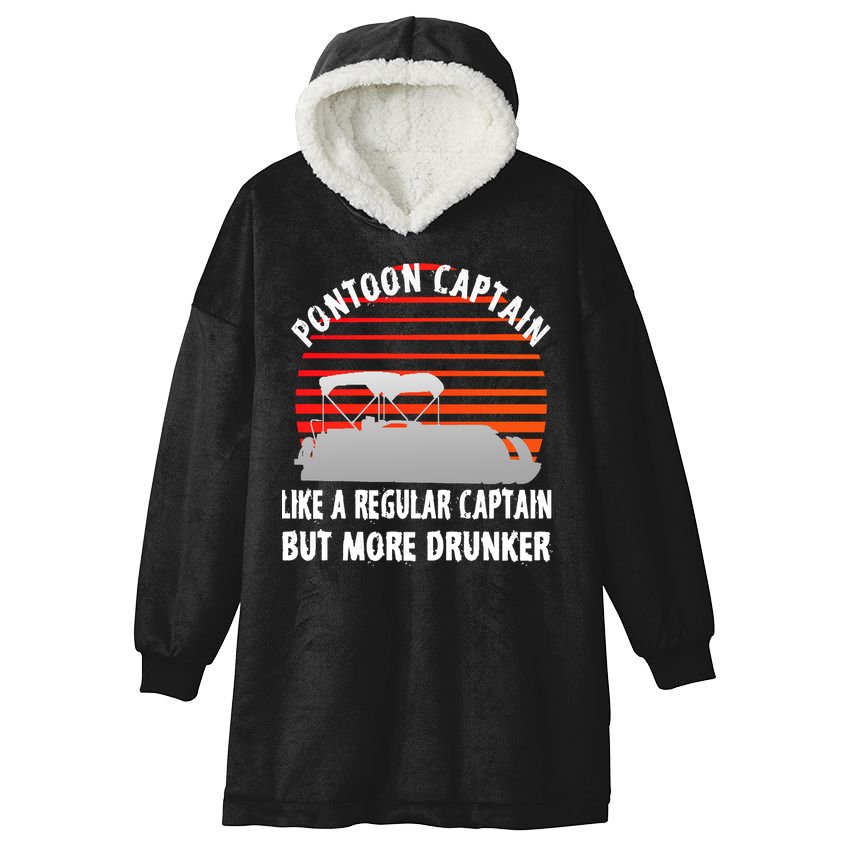 Drunk Pontoon Captain Funny Hooded Wearable Blanket