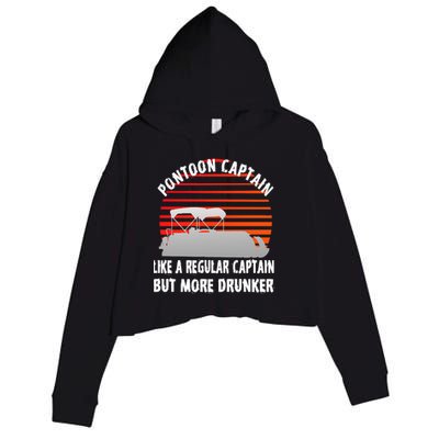 Drunk Pontoon Captain Funny Crop Fleece Hoodie