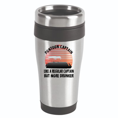 Drunk Pontoon Captain Funny 16oz Travel Tumbler