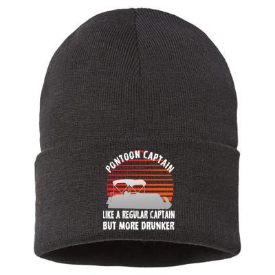 Drunk Pontoon Captain Funny Sustainable Knit Beanie