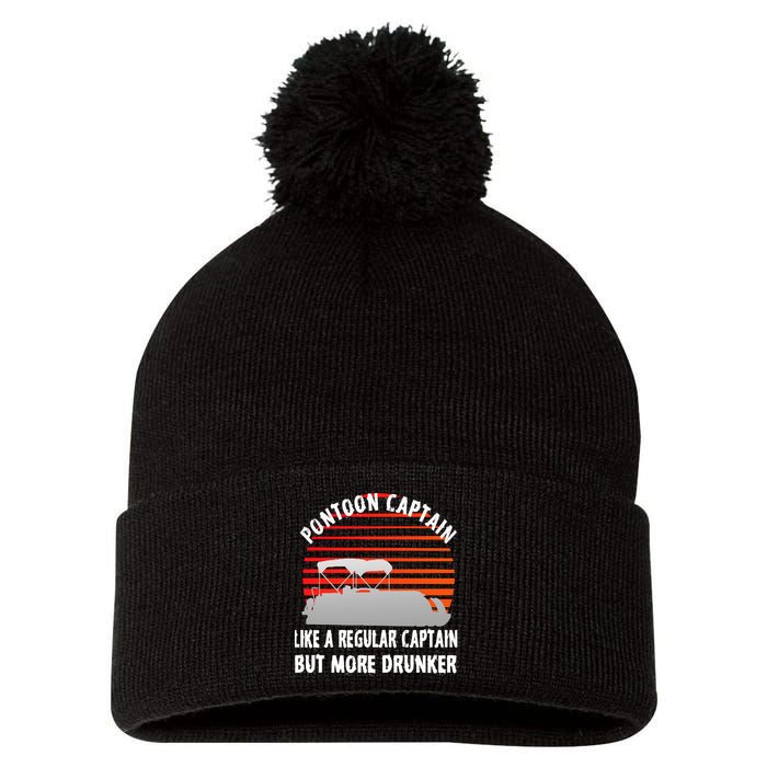 Drunk Pontoon Captain Funny Pom Pom 12in Knit Beanie