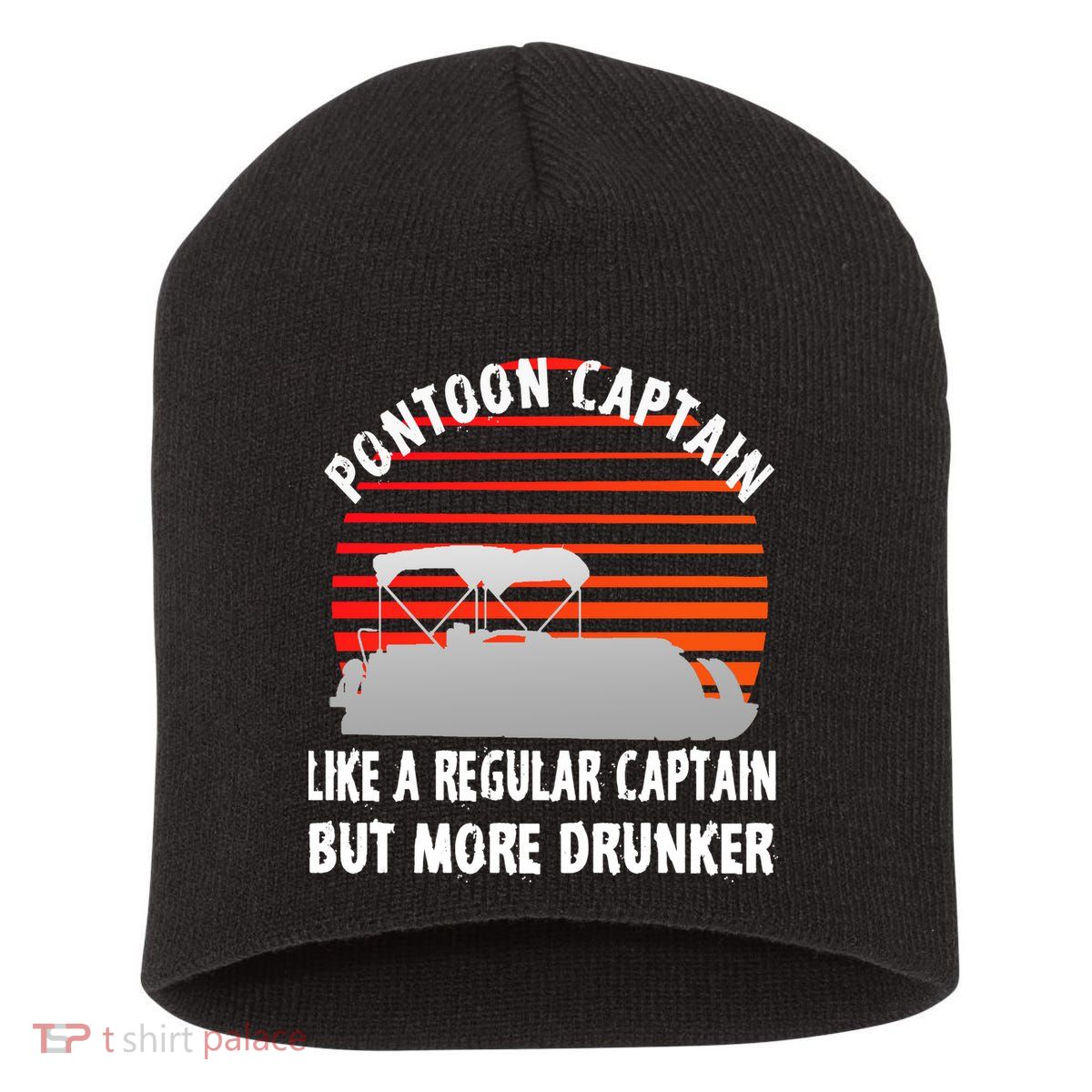 Drunk Pontoon Captain Funny Short Acrylic Beanie