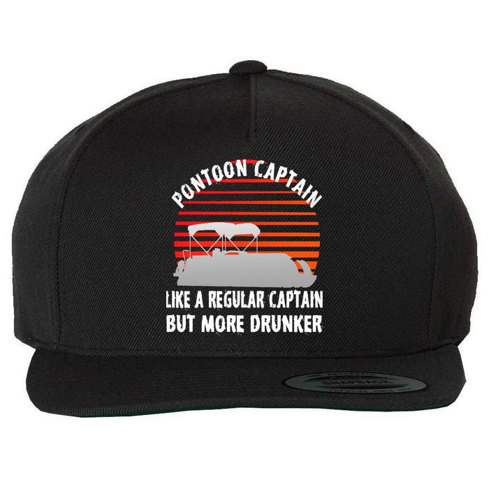 Drunk Pontoon Captain Funny Wool Snapback Cap