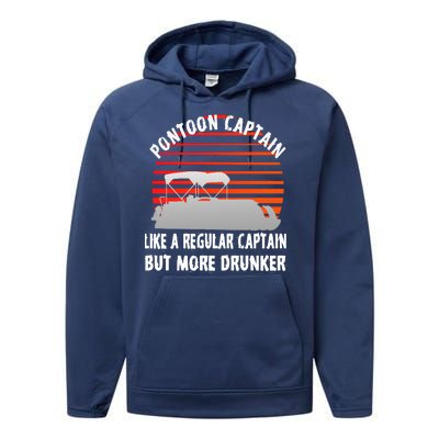 Drunk Pontoon Captain Funny Performance Fleece Hoodie