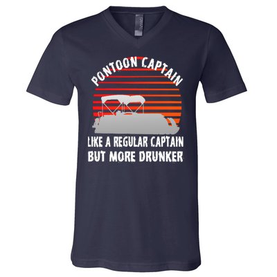 Drunk Pontoon Captain Funny V-Neck T-Shirt