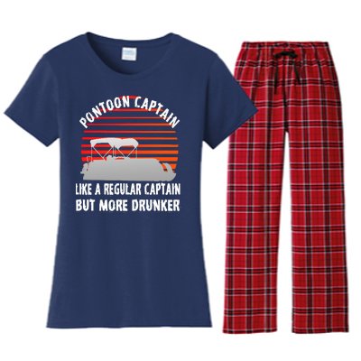 Drunk Pontoon Captain Funny Women's Flannel Pajama Set