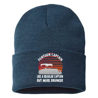 Drunk Pontoon Captain Funny Sustainable Knit Beanie