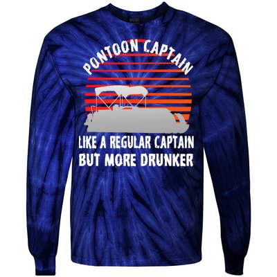 Drunk Pontoon Captain Funny Tie-Dye Long Sleeve Shirt