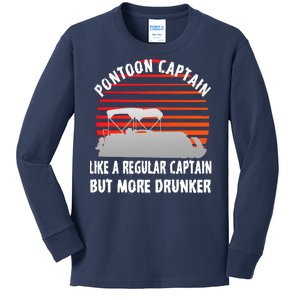 Drunk Pontoon Captain Funny Kids Long Sleeve Shirt