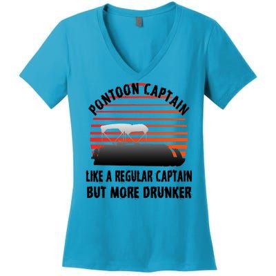 Drunk Pontoon Captain Funny Women's V-Neck T-Shirt