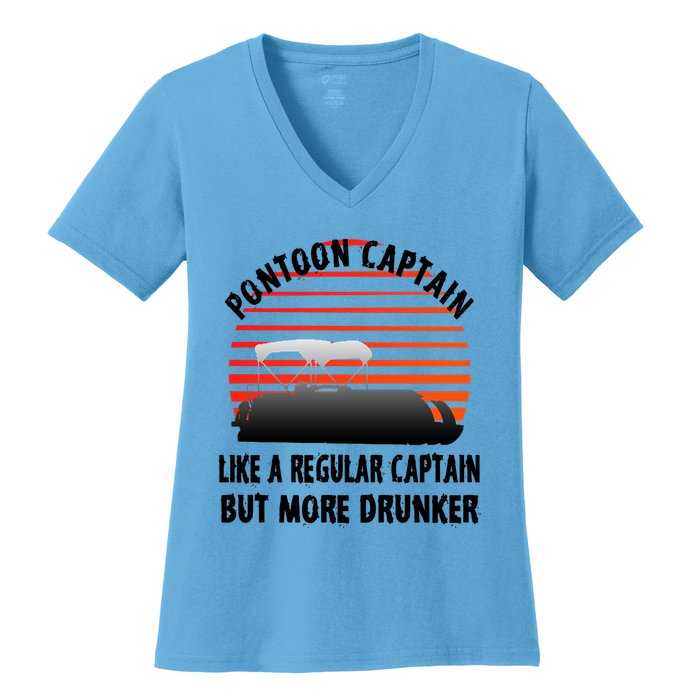 Drunk Pontoon Captain Funny Women's V-Neck T-Shirt