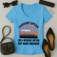 Drunk Pontoon Captain Funny Women's V-Neck T-Shirt
