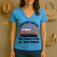 Drunk Pontoon Captain Funny Women's V-Neck T-Shirt