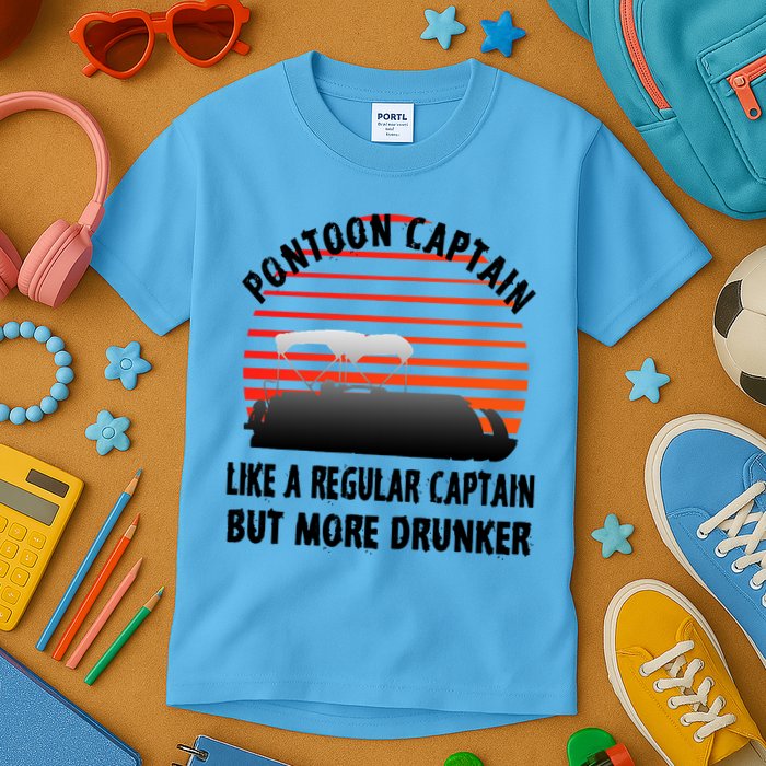 Drunk Pontoon Captain Funny Kids T-Shirt