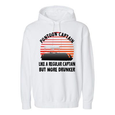 Drunk Pontoon Captain Funny Garment-Dyed Fleece Hoodie