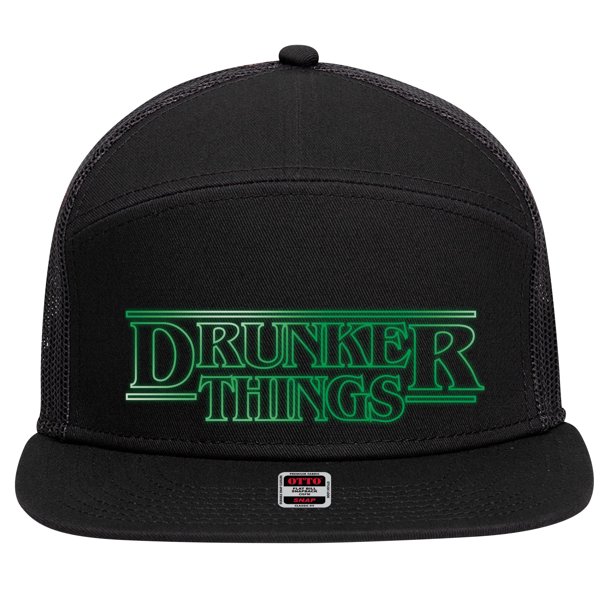 Drunker Things 7 Panel Mesh Trucker Snapback Hat